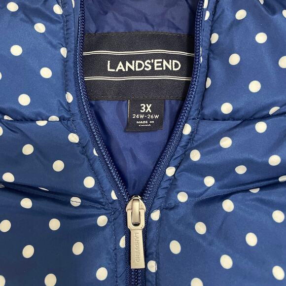 Plus Size Lands End DOWN Puffer Vest, NWOT, Polka Dot, Warm, Snow, Ladies 3x - Picture 2 of 5